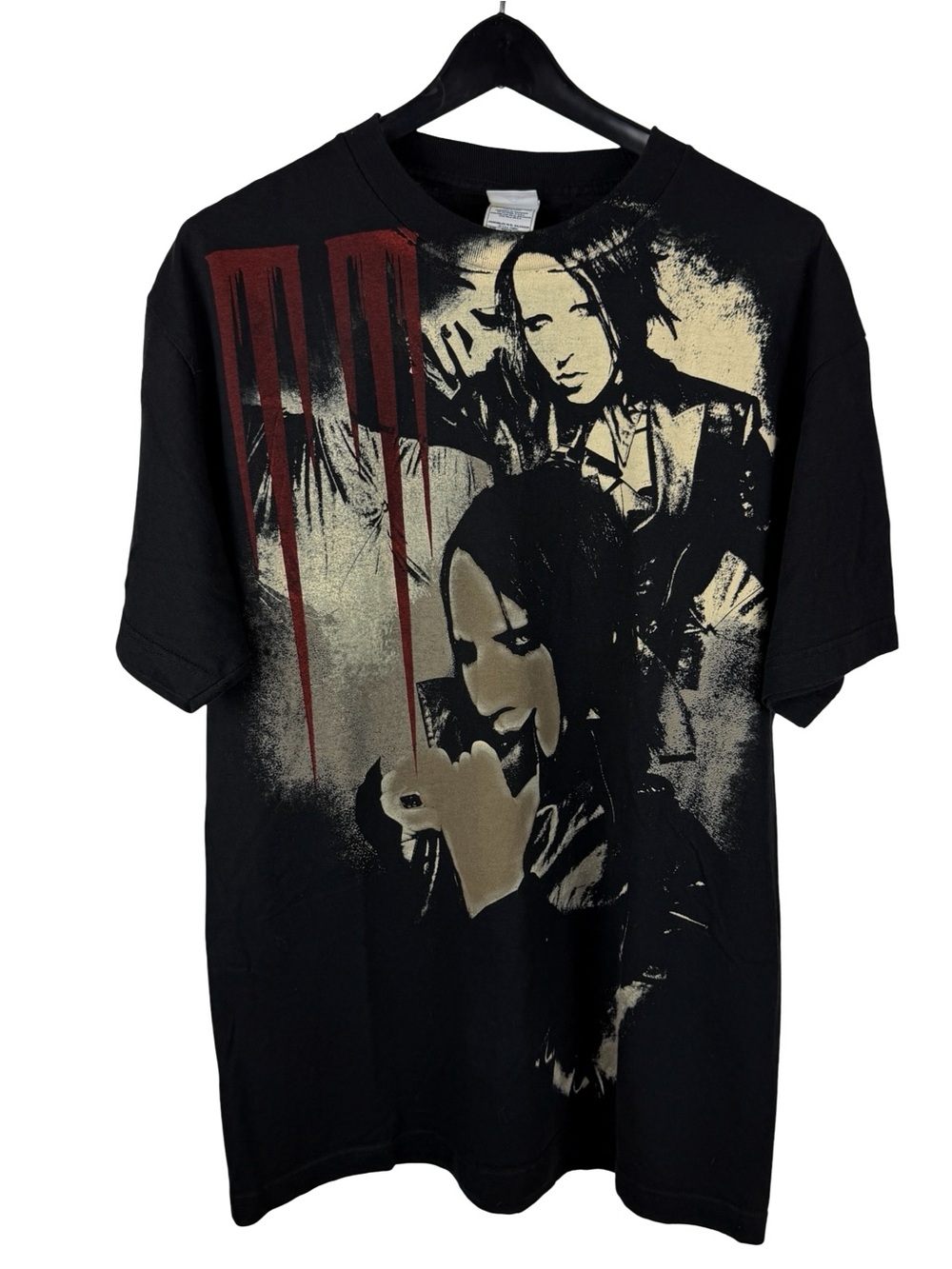 Vintage 2000s Marilyn Manson All Over Print Rock Band Music Shirt Size L